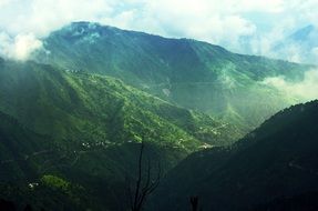 haze in the picturesque mountains