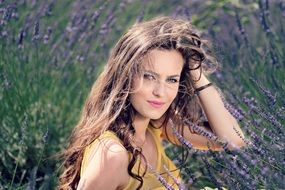 beautiful young woman in the lavender field