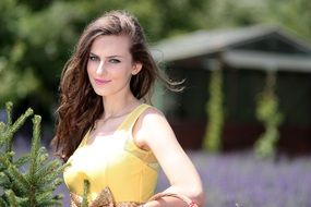 portrait of smiling woman in the lavender field