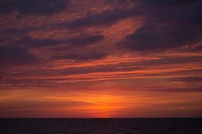 fiery sky on the horizon in summer