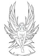 Black and white drawing of the fairy clipart