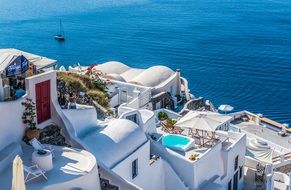 white architecture on the coast of santorini