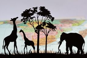 African animals silhouettes