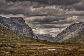 Landscape of the beautiful and colorful mountains in Highlands in Scotland, United Kingdom