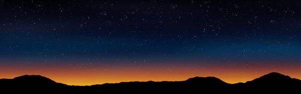 Night Sky with Stars above mountains, Banner