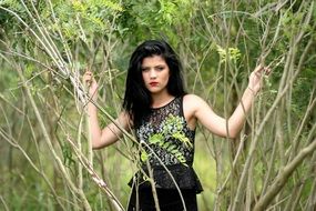 brunette in the forest