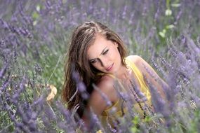 nice woman in the lavender field