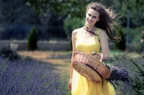 girl in yellow dress with basket