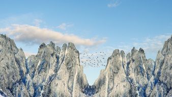 Landscape of Mountains and Blue Sky with white clouds