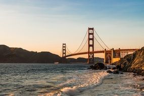 evening panorama of the Golden Gate Bridge in the USA