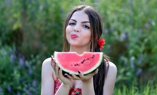 Girl eating waterMelon
