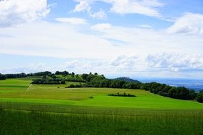 panorama of green fields in a nature reserve in Breitenstein, Austria