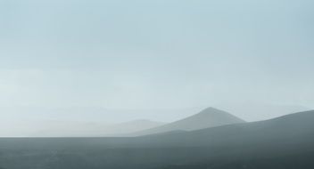 landscape of mystical haze over the hills