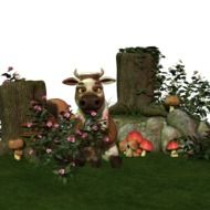 picture of a funny cow as decoration in the garden