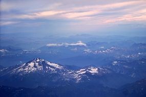 landscape of mountain peaks under the clouds