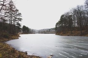 Frozen Lake autumn Scenery