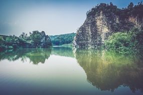 landscape of Cliffs and lake