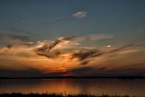 landscape Picture of Sunset Clouds over the lake