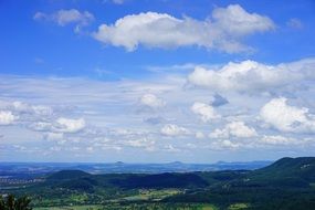 blue sky with clouds over the hills