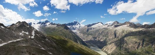 panoramic view of a glacier in switzerland on a sunny day