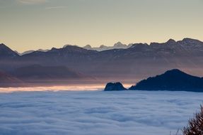 mountain peak landscape in the clouds