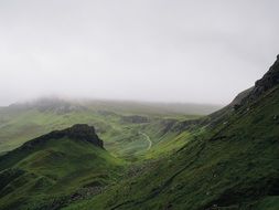 Landscape of green mountains in Ireland