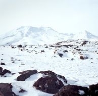 snow covered mountains close up