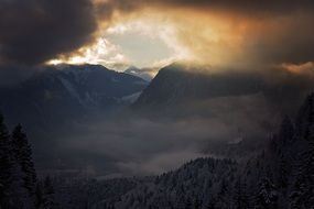 morning in the clouds over the valley in vorarlberg