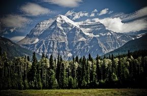 remote view of the highest point of mount robson rocky mountains