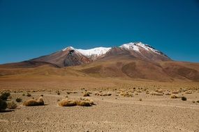 distant view of a snow covered mountain