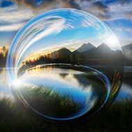 scenic landscape at dusk, digital effect