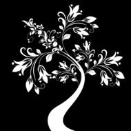 White silhouette of tree in a dark