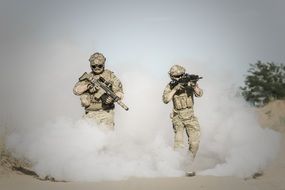 two soldiers in the sand desert
