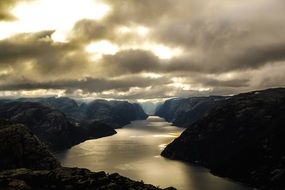 Lysefjord in Norway at dusk