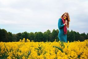 woman on the yellow meadow