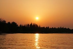 panorama of the big lake garda at sunset