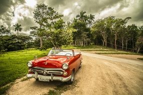 Old red car in Cuba