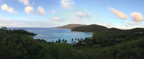 Beautiful bay coast with hills and plants