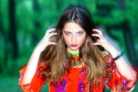 Portrait of girl in a forest