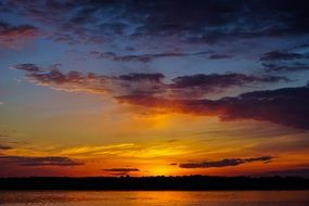 Sunset Lake Landscape Colorful
