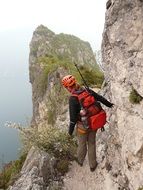 climbing route in Cima Capi on the shores of Lake Garda