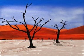 Landscape with the desert in Africa clipart