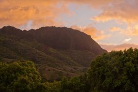 yellow sky over the hills