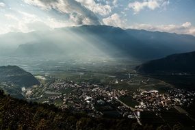 panorama of a picturesque valley in the sunlight