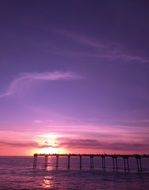 Purple sunset on a sky over the ocean