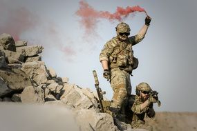 military with a smoke bomb