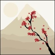 tree and mountain in japanese style