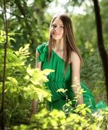 smiling Girl in the green forest