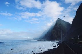 mountains on the ocean coastline