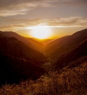 beautiful golden Sunset at Mountains